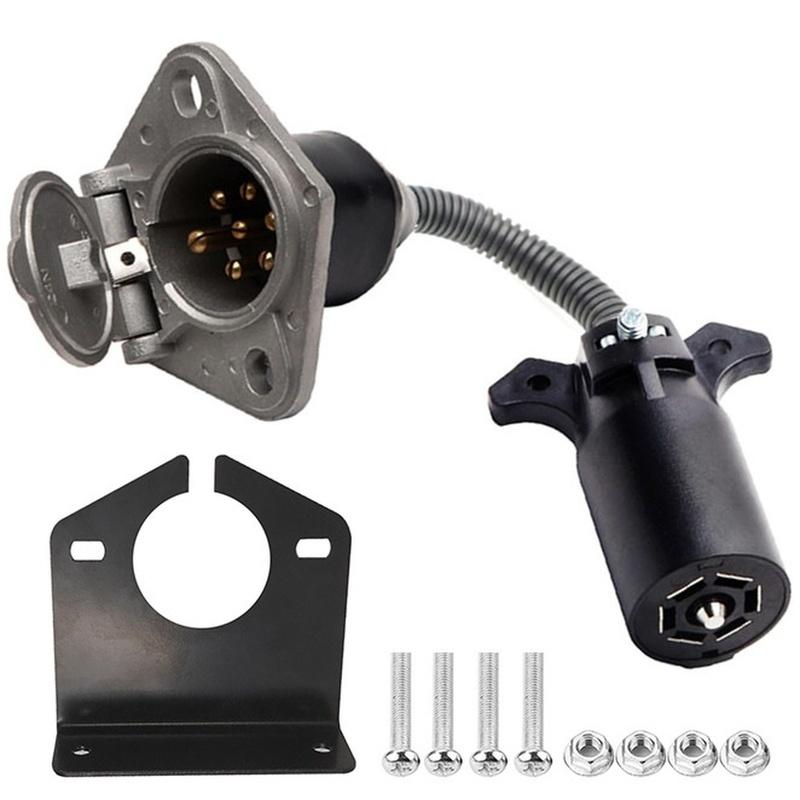 Trailer Connector Adapter 7 Pin For For AMERICAN Blade To Round Socket With High Compatibility And Stable Installation