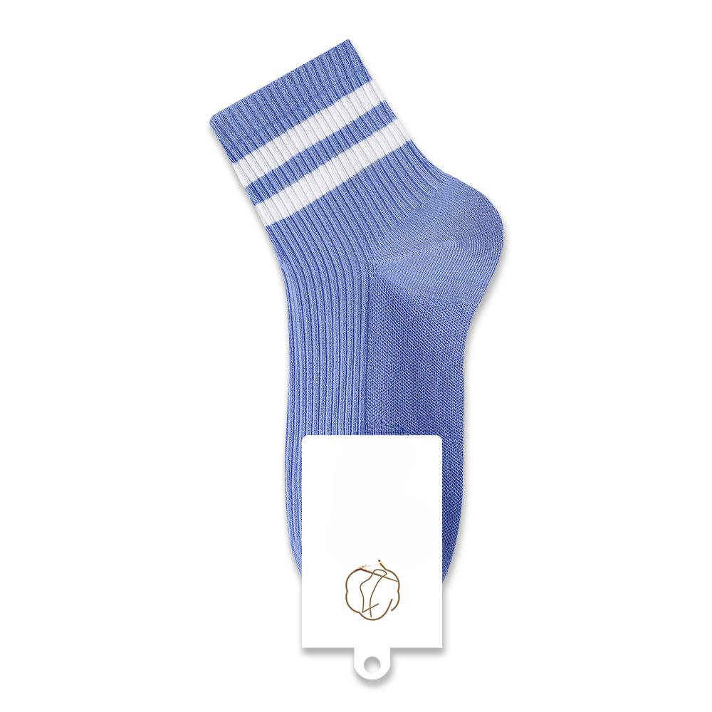 

Женские весенне-летние полосатые носки до середины икры из чистого хлопка 5A антибактериальные дышащие 1 pair синий