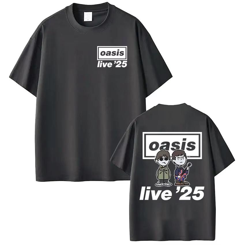 Rock Band O-Oasis Live 25 Tour T Shirt Men Women Cartoon Vintage Oversized T-shirt High Quality Cotton Short Sleeve T-shirts