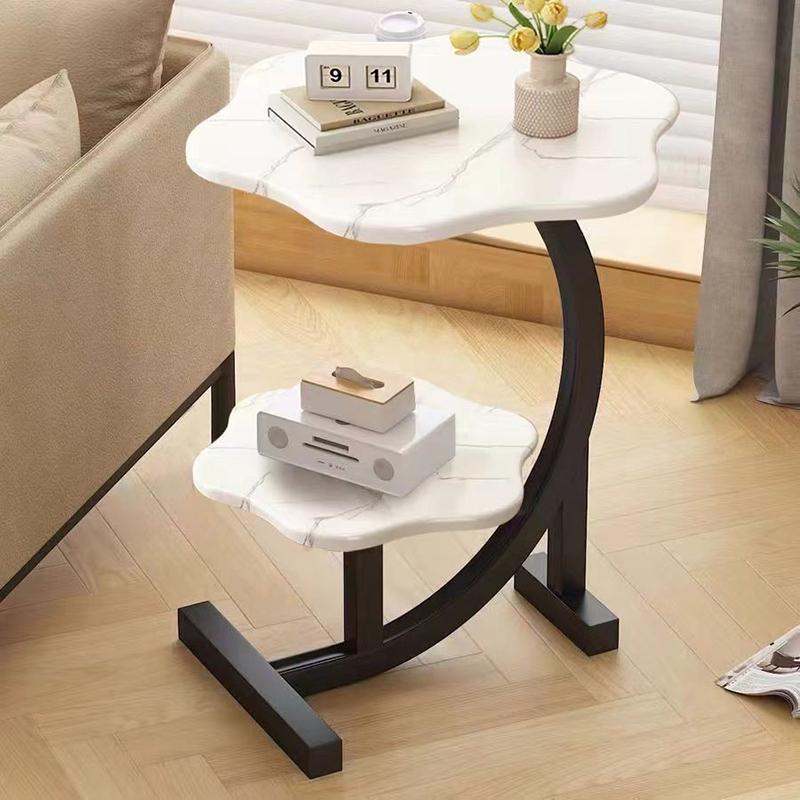 Double-Layer Flower Bedside Table Multifunctional Small Side Table For Sofa Couch Home Use