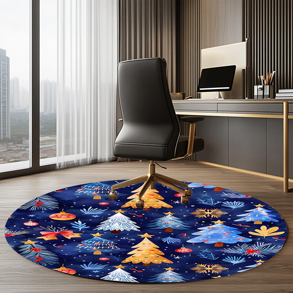 Christmas tree Printed Round Rug Carpet Chair Rug Area Rug Entryway Doormats,for Office Chair Living Room Bedroom Kitchen Room.