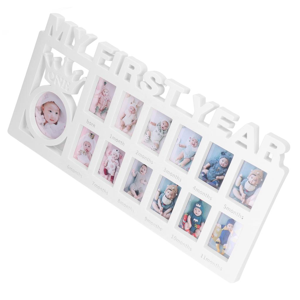 Newborn Photo Frame Durable Polished 12 Small Picture Frames Record Baby"s Monthly Growth Baby