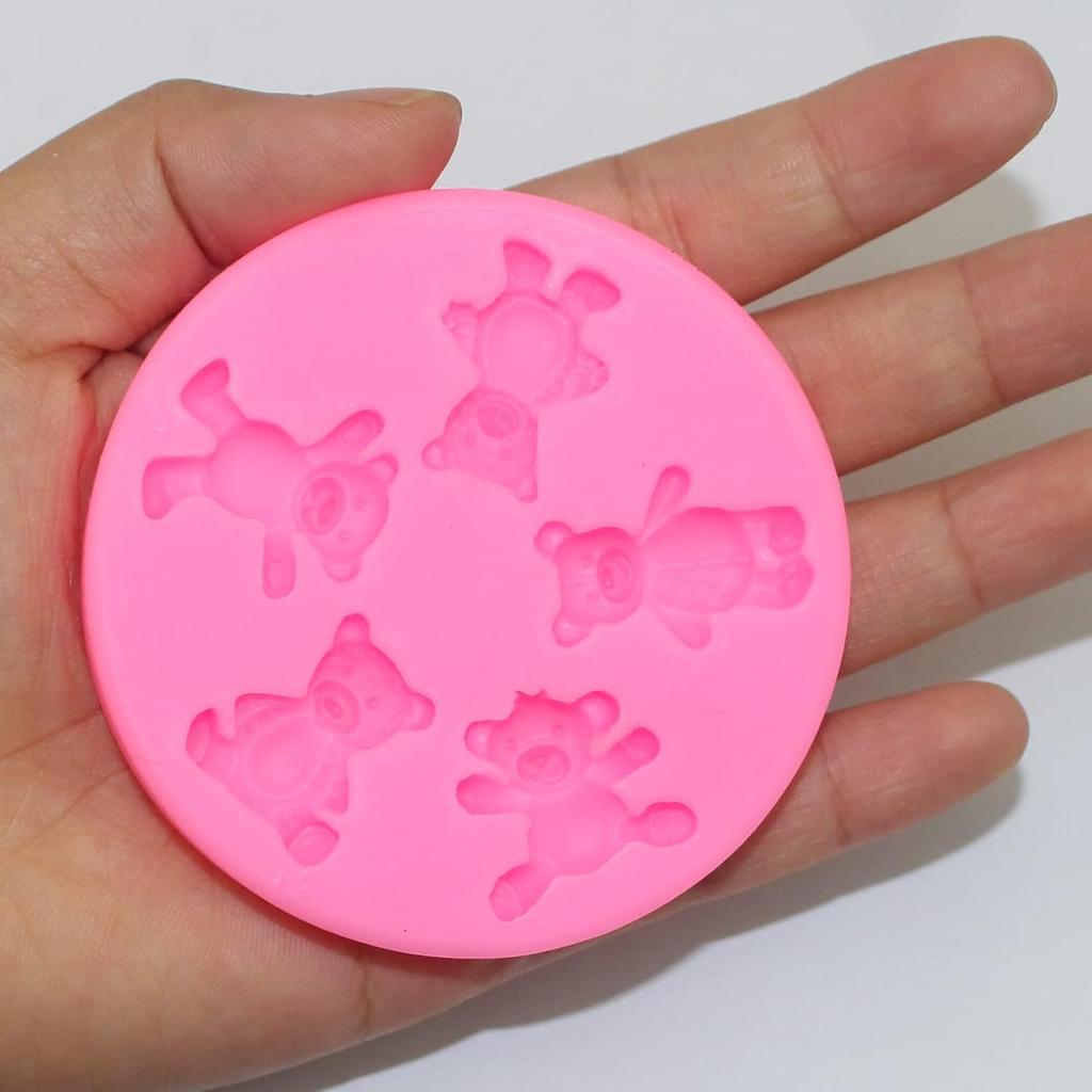 3 Pieces Bear Silicone Mold Valentine’s Day Fondant Mold Cute Bear Chocolate Fondant Mold for Chocolate Candy Gum Paste Crafting Polymer Clay Cake