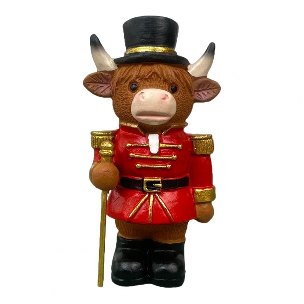 Highland Cow Ornament Desktop Figurine Christmas Nutcracker Highland Cow Figurine Santa Claus Resin Statue Highland for Home