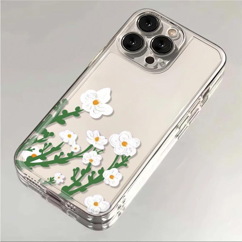 ins маленький свежий белый цветочный куст чехол для мобильного телефона iPhone17Promax подходит для Apple 16 Pro космический чехол 15 комплектов. IPhone17ProMax