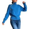 Women's Loose Comfortable Casual Fashion Knit Sweater With Buttons And High Neck