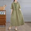 Krótki rękaw Plus size Bawełna Len vintage kwiatowy nowość sukienki dla kobiet casual luźna długa letnia sukienka