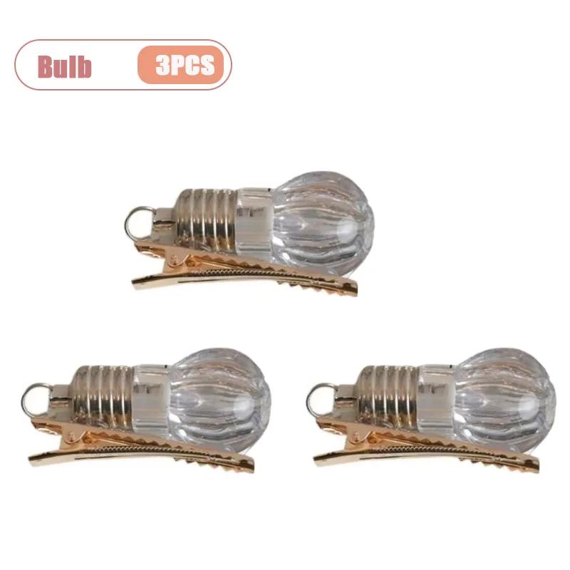 Funny LED Light Bulb Hair Clip Glow-in-the-Dark Hairpin for Women Unique Flashing Bangs Clipper Fun Hair Accessory for Events