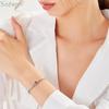 Sweet Heart Bracelet for Girls Silver Color with Sparkling Zircon Delicate Chain for Romantic Gift