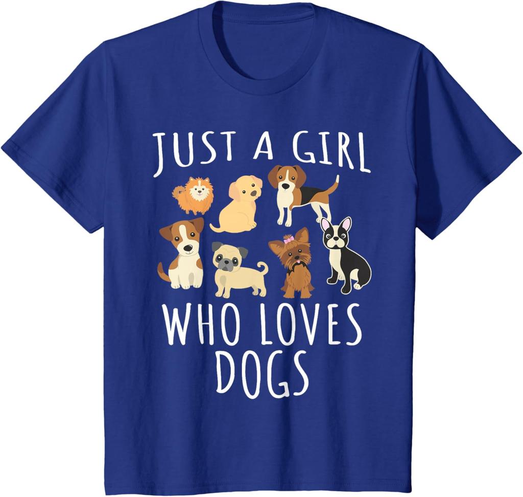 Just A Girl Who Loves Dogs Funny Puppy TShirt 100 Cotton ONeck Short Sleeve Summer Casual Mens Tshirt Streetwear