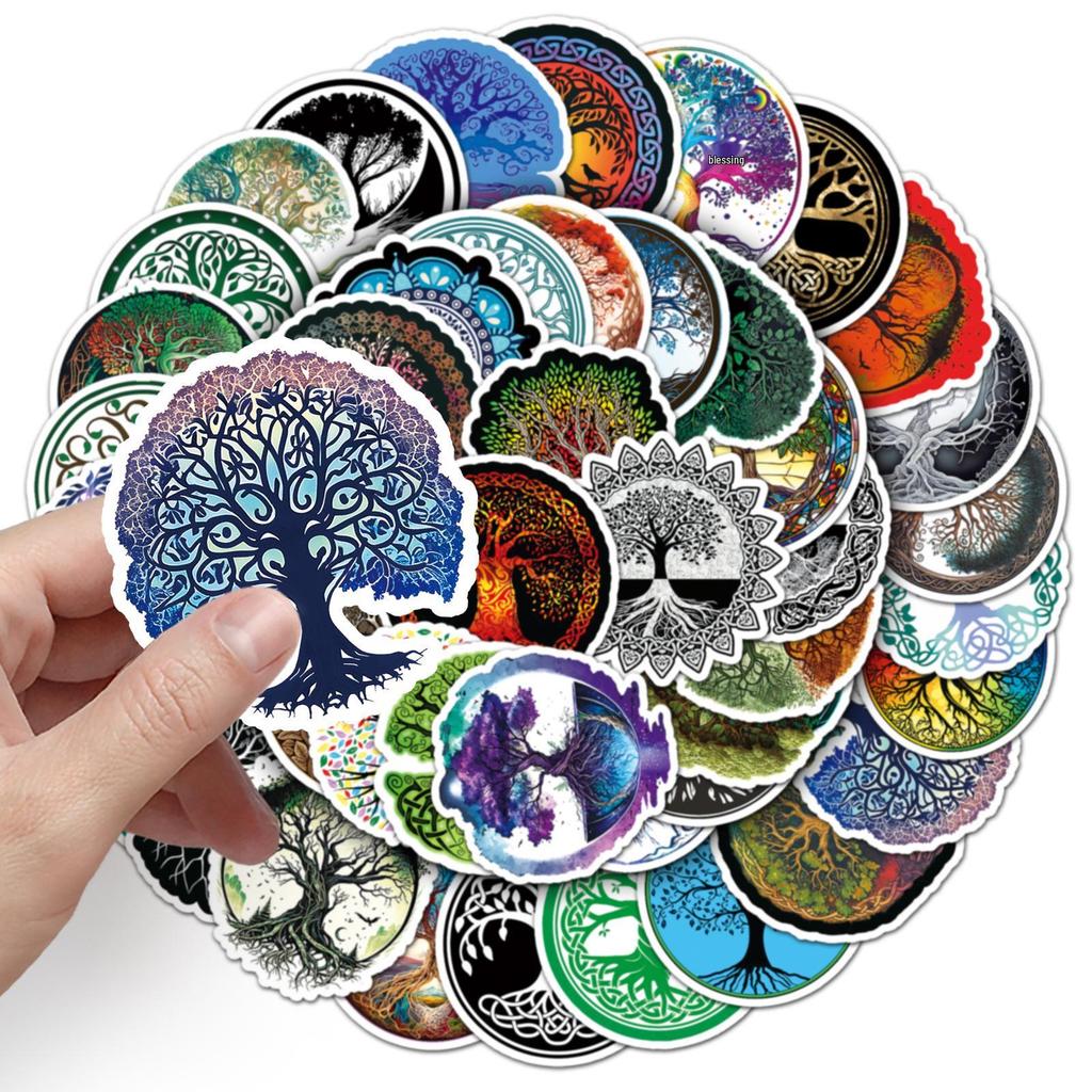 Life Tree Graffiti Stickers: 50 Creative Totem Designs for Journals, Phone Cases, Suitcases