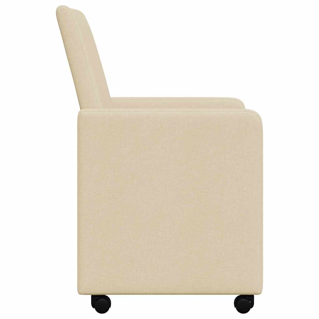 Dining Chairs with Casters 2 pcs Cream 57 x 66 x 94 cm Fabric