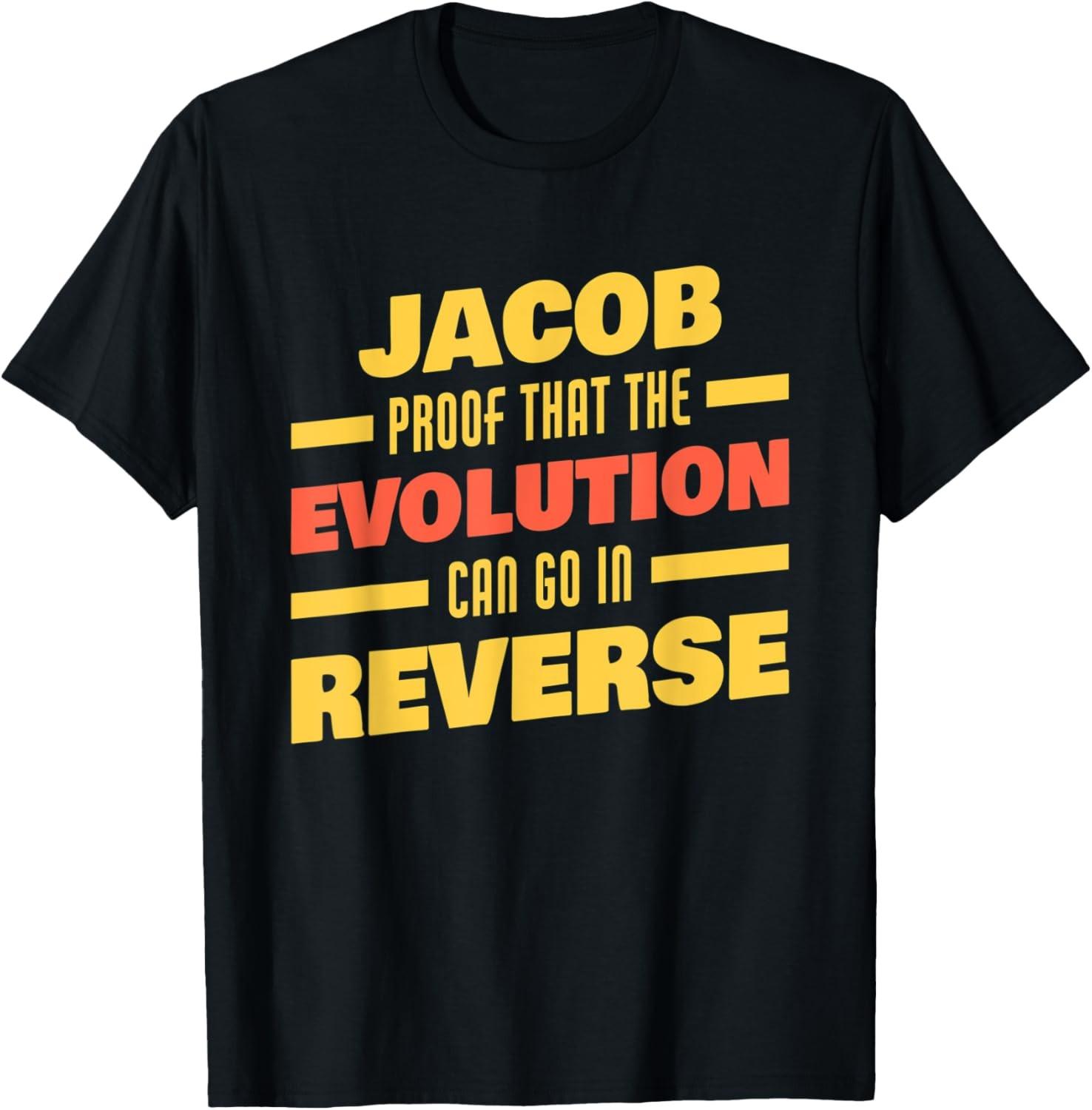 Мужская футболка Jacob Evolution Can Go In Reverse Saying Funny Jacob Name Унисекс S