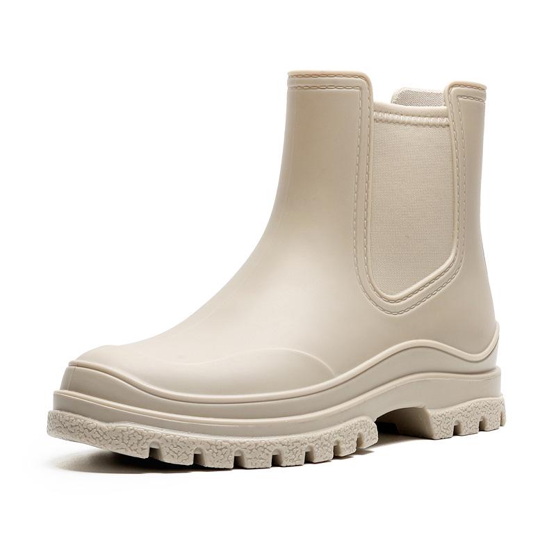 Damen Wasserdichte Fleecegefütterte Rutschfeste PVC Kurze Regenstiefel