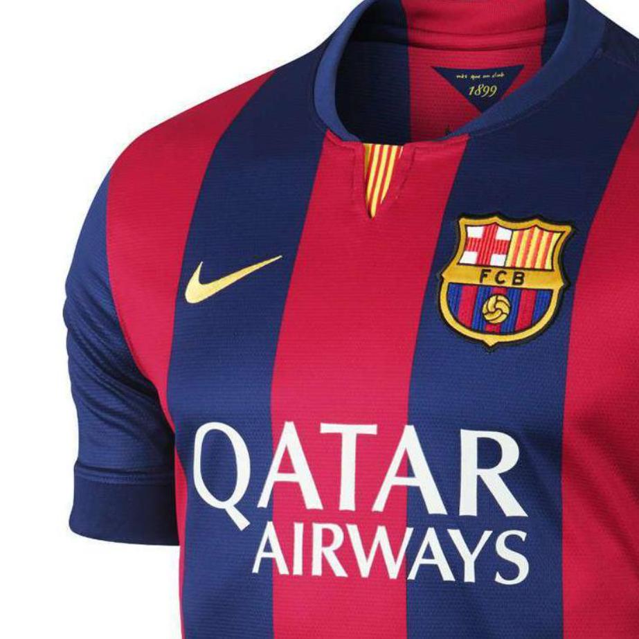 Nike Letter Logo Printed Round Neck Short Sleeve Football Shirt Fan Edition Barcelona 1415 Season Men Tops Red Blue 610594-422