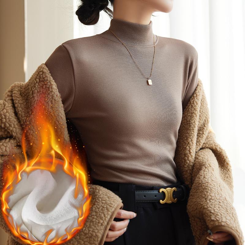 

Женская приталенная рубашка с длинным рукавом и высоким воротом - теплый немецкий бархат, мода осень/зима XL recommend 125-142 jin