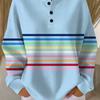 Women's Waffle Henley Long Sleeve T-Shirt Loose Shoulder Three-Button Crew Neck Casual Top