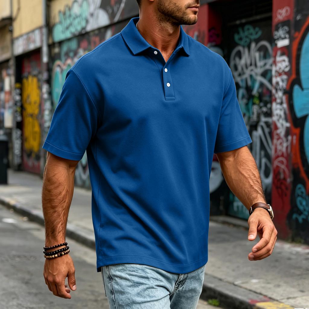Men's Casual Quick Dry Mesh Golf Polo Shirt Short Sleeve Lightweight Breathable Classic Fit Button Down Collar Top for Sports Outdoor Activities