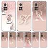 Letter Pink Shiny M R Phone Case For Xiaomi Mi Poco X6 X5 NFC X3 F6 F5 Pro F4 F3 15 14T 14 13T 12T 12 13 Lite 11 Clear Cover