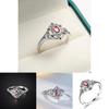 Exquisite Red Ruby Embedded Thai Silver Black Engagement Ring For Women Stylish Sizes 6 To 10