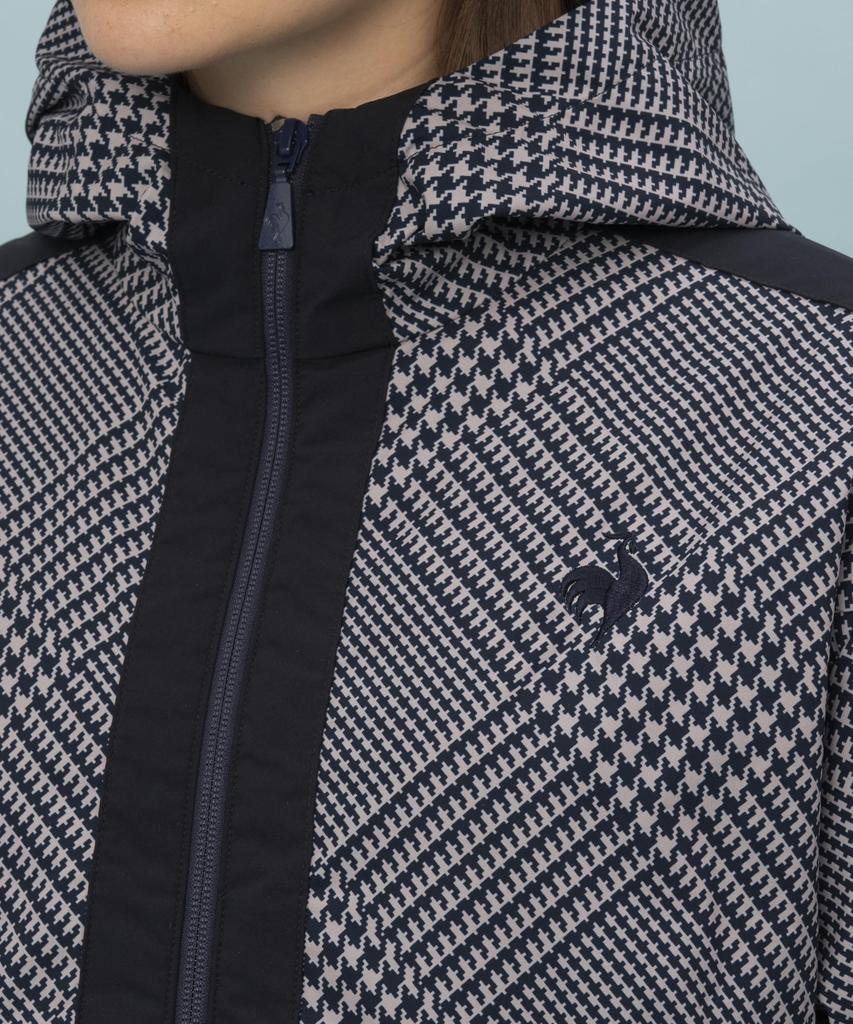 Le Coq Sportif Графический ветрозащитный плащ и длинная темно-синяя женская куртка размера S, водоотталкивающая, ветрозащитная, теплая, рукав, (LT4FWB) (LT4FWB31L)