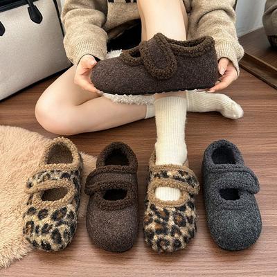 Damen Mary Jane Schuhe mit Fleecefutter Komfort Runde Zehenpartie Weiche Sohle Schuhe Outdoor Warm Herbst Winter Damen Flache Schuhe