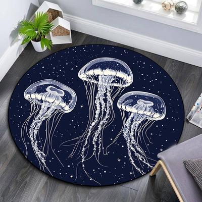 Jellyfish Round Area Rug,Carpet Rug for Living Room Bedroom Sofa Playroom Decor,Non-slip Floor Mat