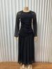 Abito Elegante Manica Lunga Taglie Forti Donna Girocollo Slim Fit Maxi Abito Vendita all'Ingrosso