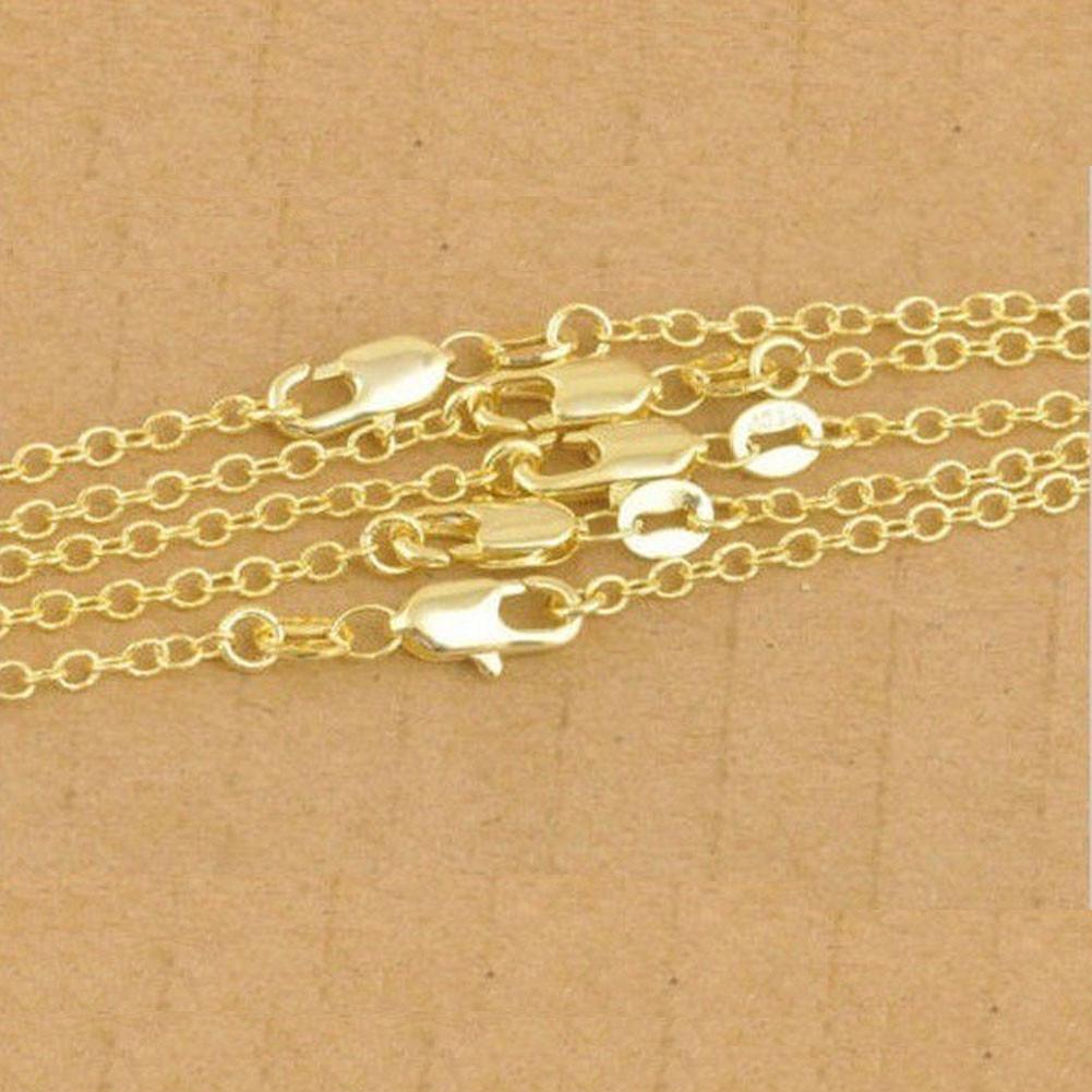 Wholesale 5/10pcs Yellow Gold Plated Rolo Chain Necklace Jewelry 16-30Inch