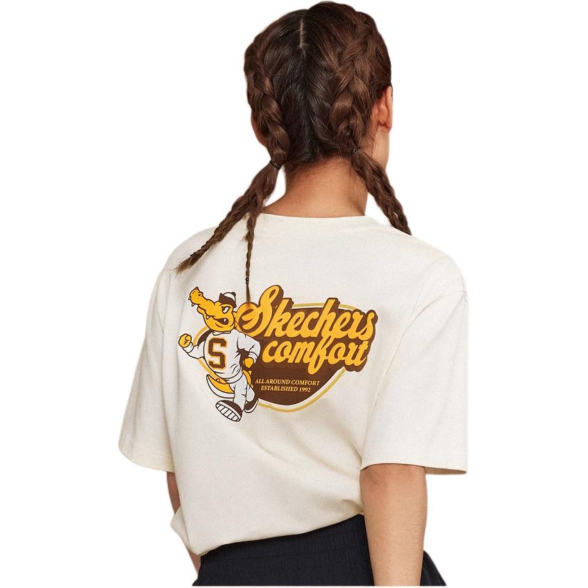 Skechers Fashionable Versatile Sports Short Sleeve T-Shirt Unisex Tops Pure-White L225U056-01SV