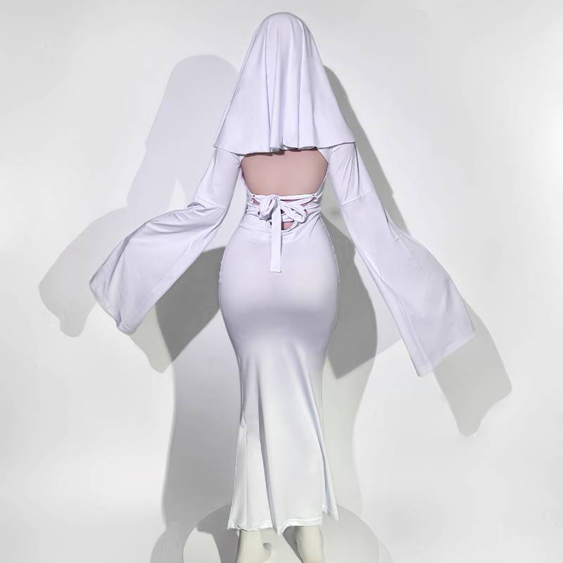 Ghost Girl Cosplay Dress For Halloween Party With Polyester And Spandex For Women