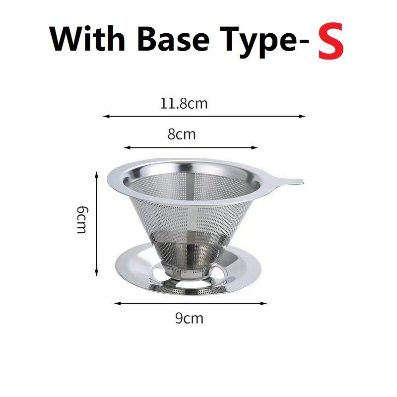 Pour Over Coffee Dripper Slow Drip Paperless Coffee Filter Reusable Strainer Stainless Steel Coffee Filter Baskets Mesh Strainer