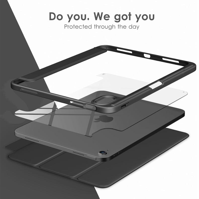 Flip Tablet Cover For iPad 10 2022 10th 10.9''/11 2025 11th (A16) 11'' Acylic Back Case With Pencil Holder Auto Wake Up /Sleep