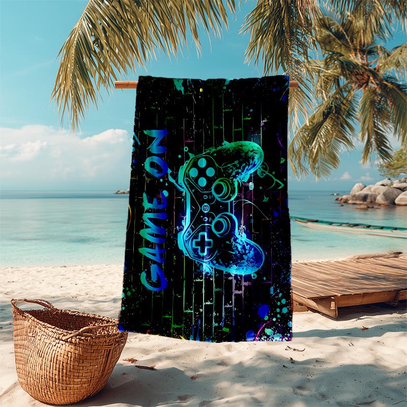 Ultra-Soft Beach Towel with Game Controller Theme,Ideal for Pool - Camping, Diving - Perfect Travel Essential, Vibrant Beach Towel.
