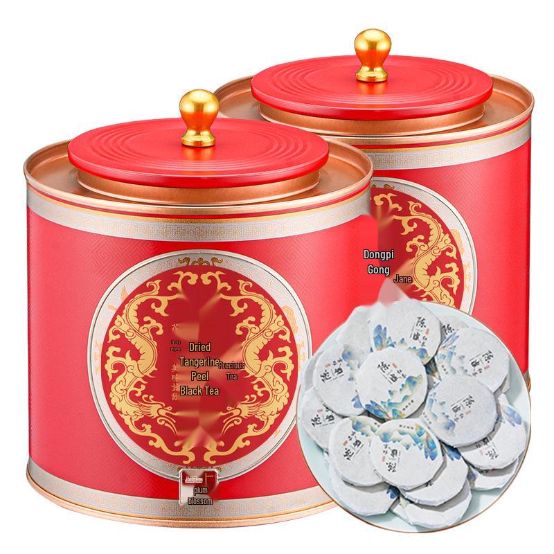 Authentic Fujian Black Tea with Tangerine Peel, Rich Aroma, 500g Can