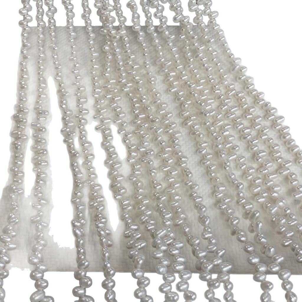 Natural Freshwater Rice-Shaped 4-5mm Necklace Beads with Tiny Flaws and Two-Eight Hole Design for DIY Jewelry.