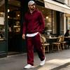 Men's Warm Lined Hoodie and Wide Leg Cargo Pants Set, Casual Relaxed Fit for Outdoor Sports