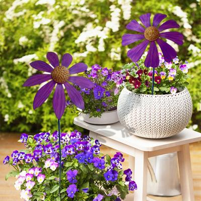 Metall Blume Gartenstecker Outdoor Bodeneinsteckblume Dekoration Rustikale Blume Gartenkunststecker für Rasen Terrasse Gehweg Dekor