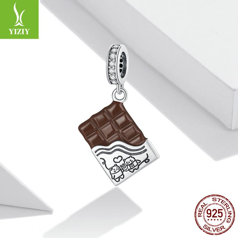 Kärlek Choklad DIY Armband Hänge, Alla hjärtans dag Present Droppande Olja S925 Silverpärlor Scc1782