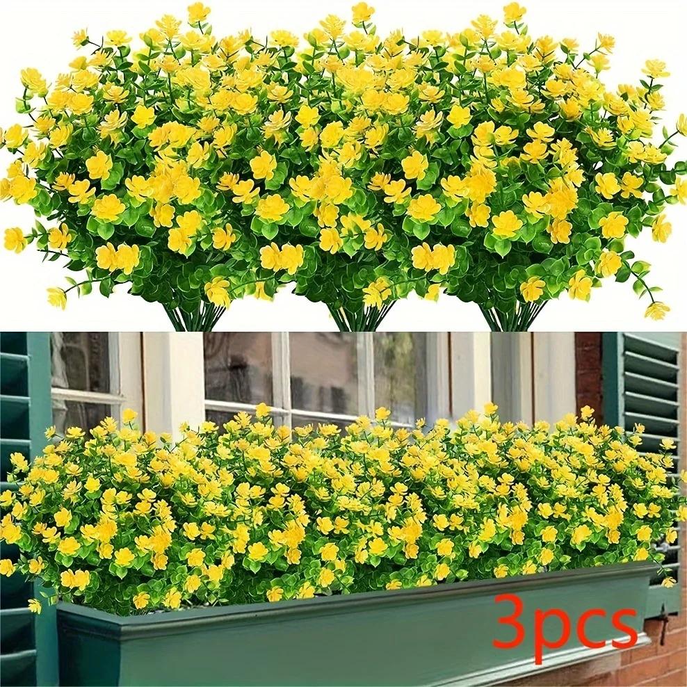 3/8pcs Artificial Flowers For Home And Garden Decor - Realistic Simulation Floral Bouquets And Shrubs For Porch And Outdoor Use