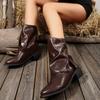 Sleeve Shoes, Mid-heel Fashion Boots, Women's Shoes, New Large-sized Retro Pointed-toe Martin Boots
