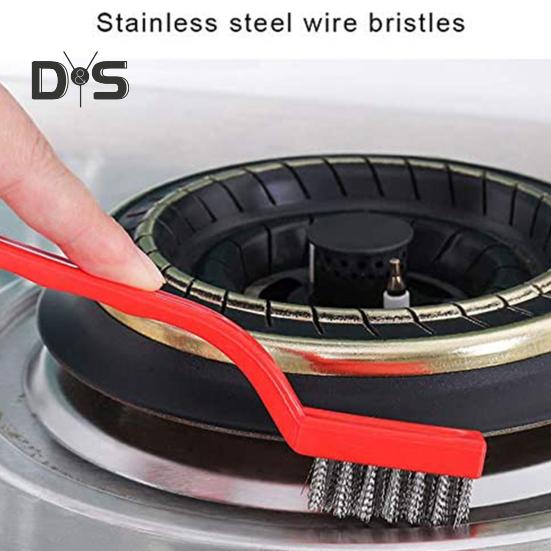 6Pcs/Set Narrow Space Wire Brush Set Ergonomic Long Handle Bristle Cleaning Brush Kitchen Bathroom Garage Tool