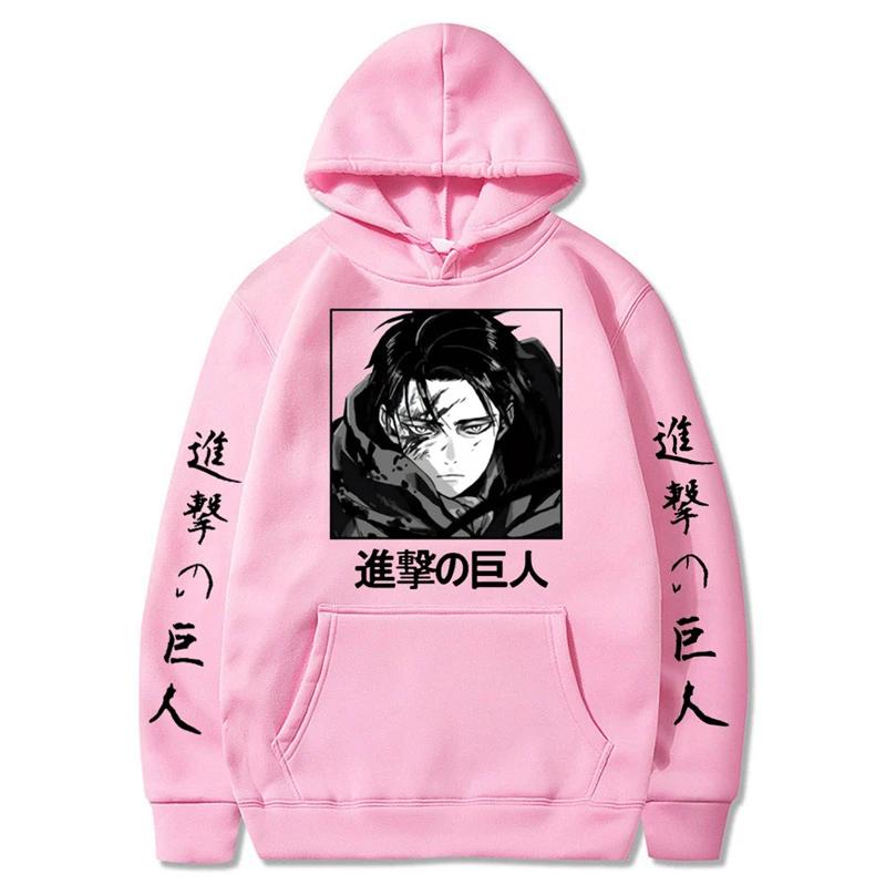 Anime Attack On Titan Levi Ackerman Print Hooded Men Women Classic Hoodies Oversized Sweatshirt Harajuku Unisex