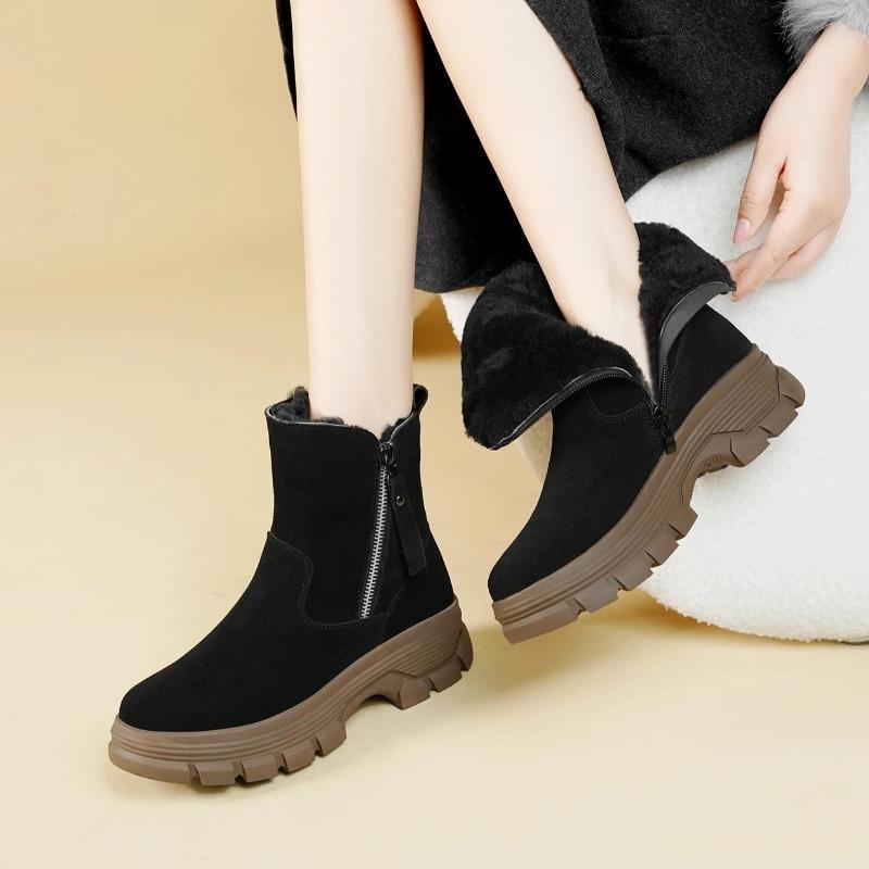 High Quality Winter Women's Suede Cotton Boots Wool Keep Warm Women's Ankle Boots Plush Women Snow Boots Botas Mujer Botas Mujer