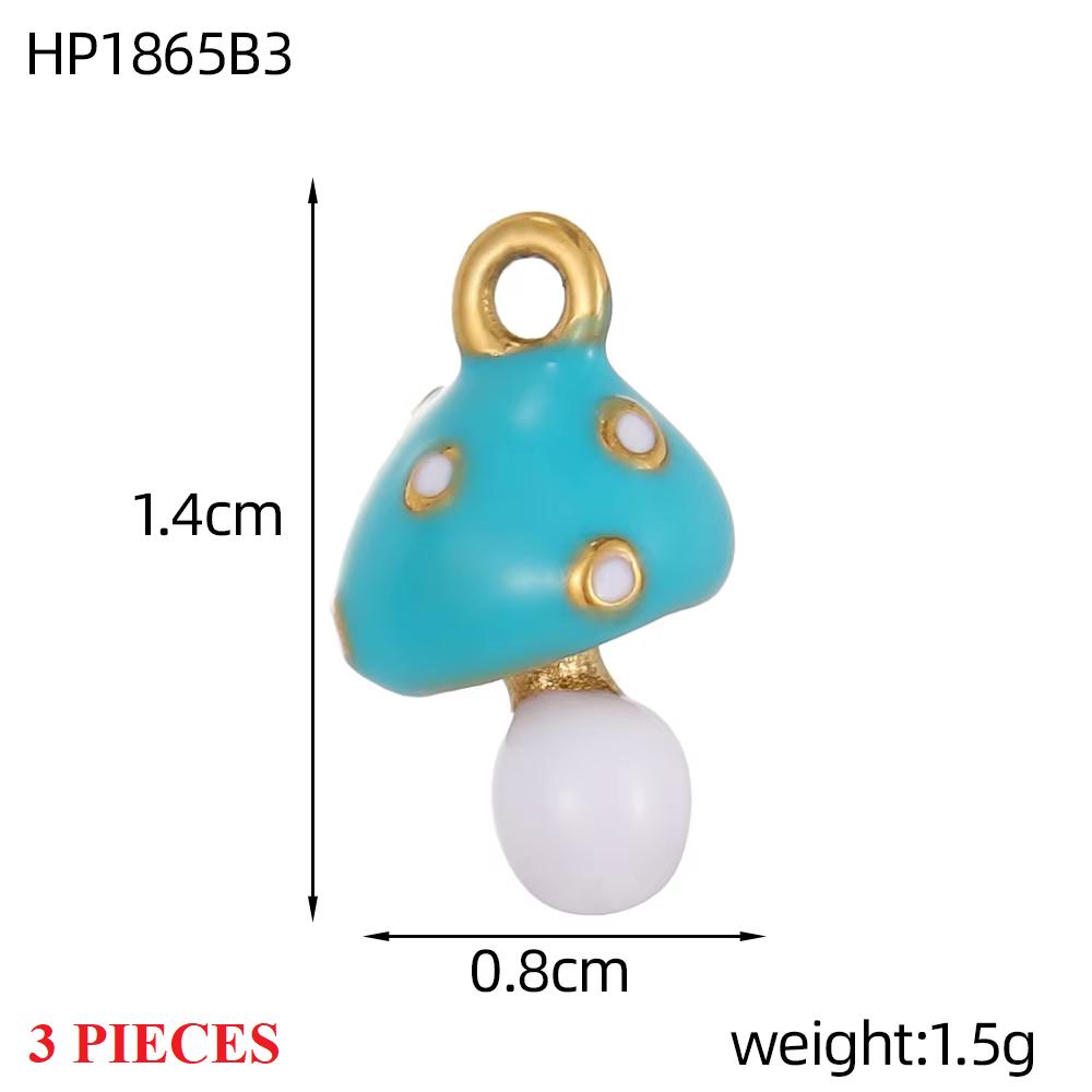 3PCS/LOT CARLIDANA Gold Plated Stainless Steel Charms, Cute 3D Mushroom Candy Fruit Pendants for DIY Bracelet Earring Jewelry