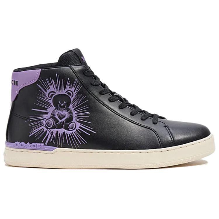 COACH Clip Leather High top Skateboard Shoes Men's Black CL346-W2A