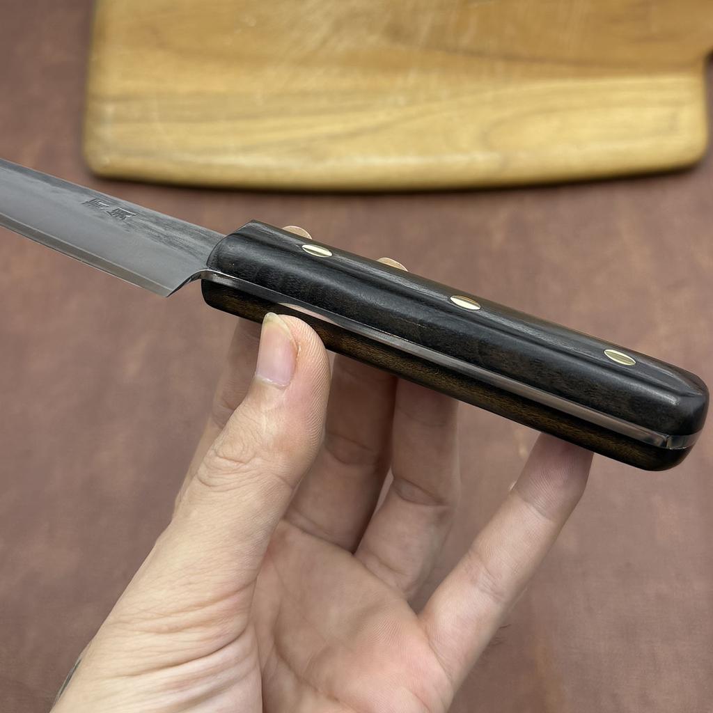 5.7 Inch Utility Knife Sanmai-gawari Steel Blade Wood Handle Slicing Vegetables Cleaver Meat Kiritsuke Splitting Kitchen Knife