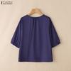 ZANZEA Ethnic Print Casual V-Neck Women 3/4 Sleeve Loose Blouse