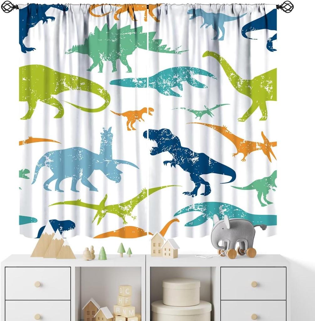 Kids Sea Animal Curtains Teens Boys Girls Bedroom Nursery Decor Cartoon Sharks Art Printed Window Drapes Fabric Light Blocking Polyester Sleeping Area