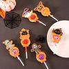 24pcs Halloween Lollipop Paper Card Cute Spider Mummy Ghost Pumpkin Skeleton Candy Holder Tags for Party Decor Supplies